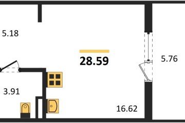 Фото №1: Студия 28 м² - Северская, мкр. ЖК Цветной Бульвар, 