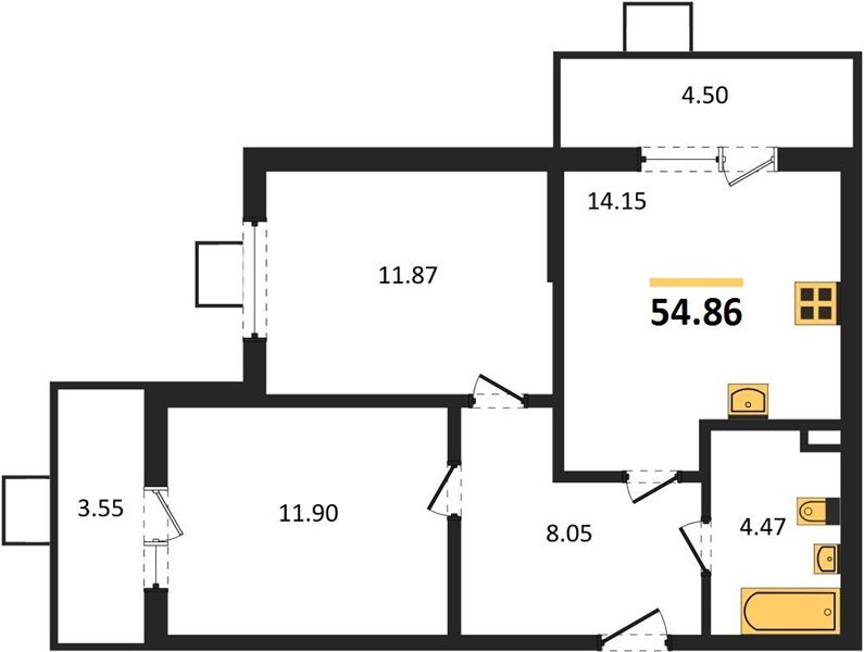 Фото №1: 2-комнатная квартира 54 м² - Северская, мкр. ЖК Цветной Бульвар