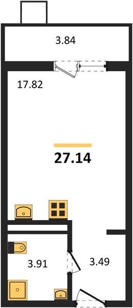 Фото №1: Студия 27 м² - Северская, мкр. ЖК Цветной Бульвар