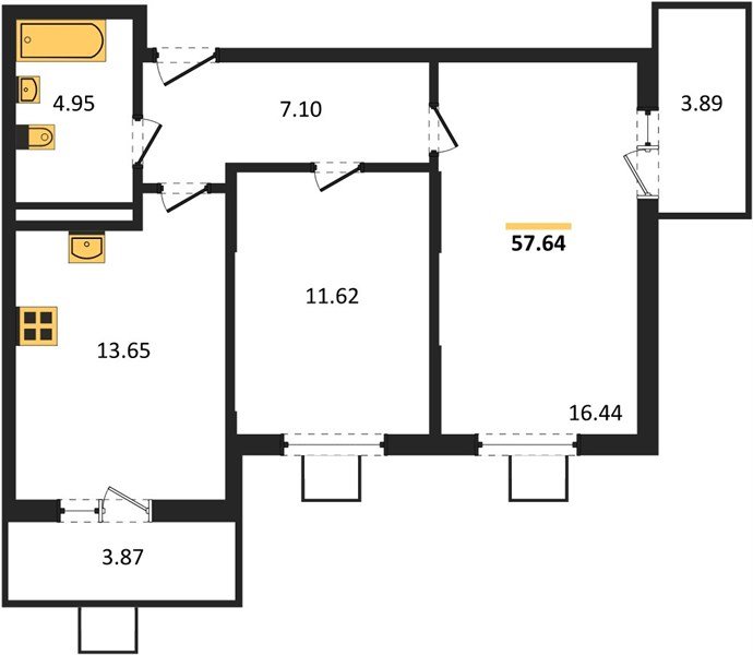 Фото №1: 2-комнатная квартира 57 м² - Северская, ЖК Цветной Бульвар, 