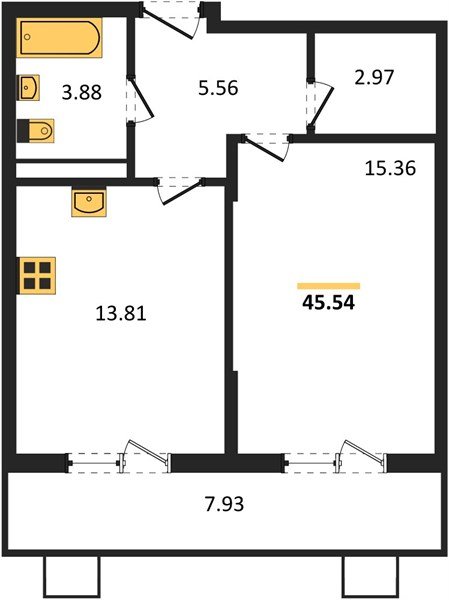 Фото №1: 1-комнатная квартира 45 м² - Северская, мкр. ЖК Цветной Бульвар