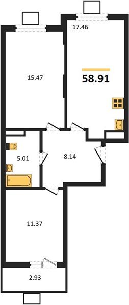 Фото №1: 2-комнатная квартира 58 м² - Северская, мкр. ЖК Цветной Бульвар