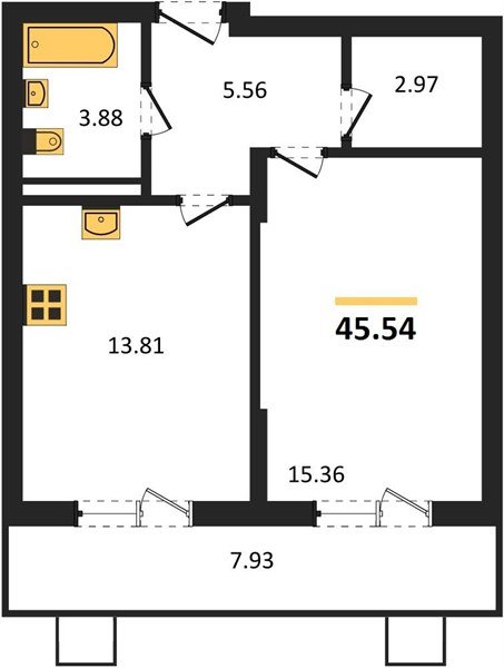 Фото №1: 1-комнатная квартира 45 м² - Северская, мкр. ЖК Цветной Бульвар