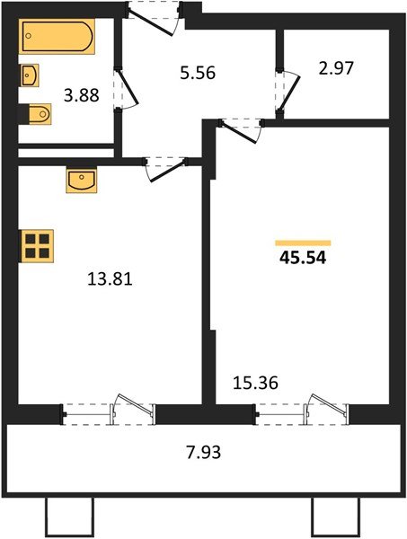 Фото №1: 1-комнатная квартира 45 м² - Северская, мкр. ЖК Цветной Бульвар