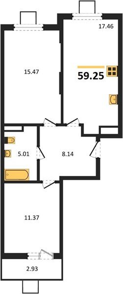 Фото №1: 2-комнатная квартира <span class="whitespace-nowrap">59 м²</span>, <span class="whitespace-nowrap">3/8 эт.</span> - Северская, мкр. ЖК Цветной Бульвар