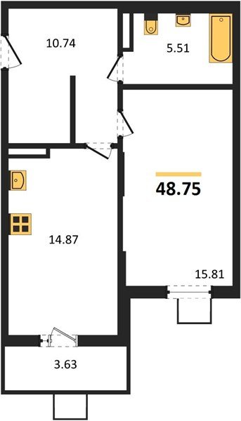 Фото №1: 1-комнатная квартира 48 м² - Северская, мкр. ЖК Цветной Бульвар