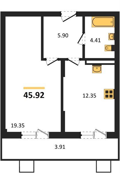 Фото №1: 1-комнатная квартира 45 м² - Северская, мкр. ЖК Цветной Бульвар