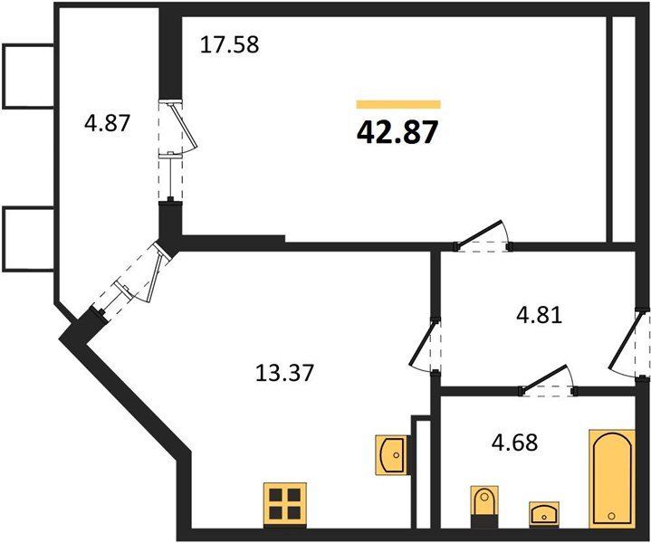 Фото №1: 1-комнатная квартира 42 м² - Северская, мкр. ЖК Цветной Бульвар