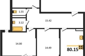 Фото №1: 3-комнатная квартира <span class="whitespace-nowrap">80 м²</span>, <span class="whitespace-nowrap">2/8 эт.</span> - Северская, мкр. ЖК Цветной Бульвар, 