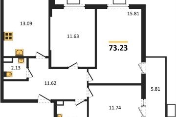Фото №1: 3-комнатная квартира 73 м² - Северская, мкр. ЖК Цветной Бульвар, 
