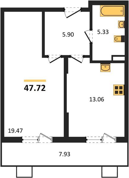 Фото №1: 1-комнатная квартира 47 м² - Северская, мкр. ЖК Цветной Бульвар