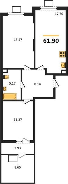 Фото №1: 2-комнатная квартира 61 м² - Северская, мкр. ЖК Цветной Бульвар
