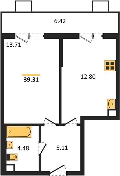 Фото №1: 1-комнатная квартира 39 м² - Северская, мкр. ЖК Цветной Бульвар