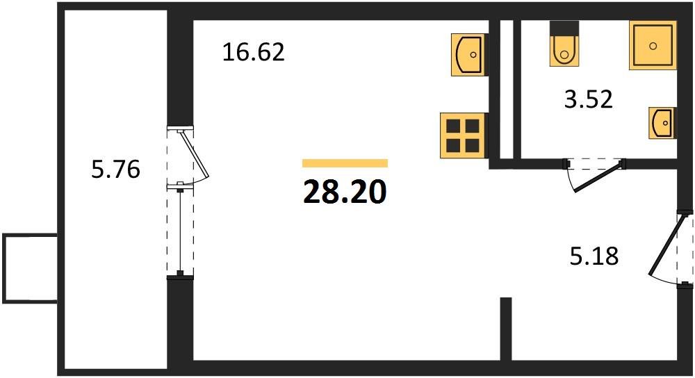 Фото №1: Студия 28 м² - Северская, мкр. ЖК Цветной Бульвар