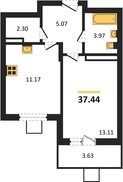 Фото №1: 1-комнатная квартира 37 м² - Северская, мкр. ЖК Цветной Бульвар