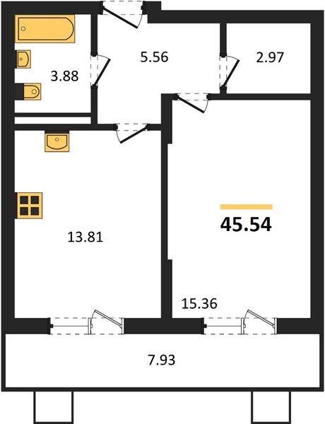 Фото №1: 1-комнатная квартира 45 м² - Северская, мкр. ЖК Цветной Бульвар