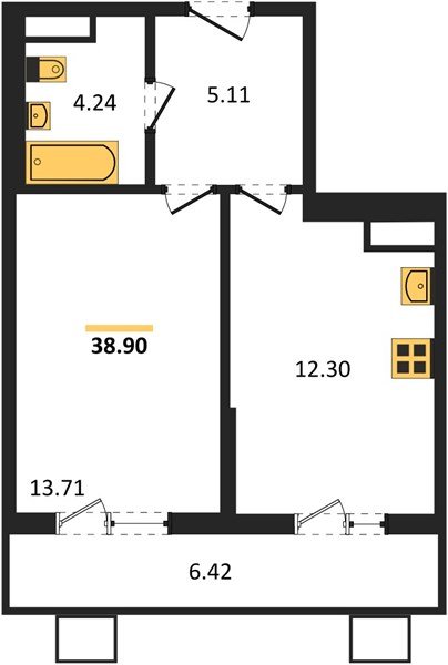 Фото №1: 1-комнатная квартира 38 м² - Северская, мкр. ЖК Цветной Бульвар