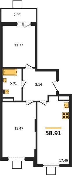 Фото №1: 2-комнатная квартира <span class="whitespace-nowrap">58 м²</span>, <span class="whitespace-nowrap">3/8 эт.</span> - Северская, мкр. ЖК Цветной Бульвар