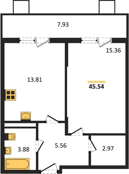 Фото №1: 1-комнатная квартира 45 м² - Северская, мкр. ЖК Цветной Бульвар