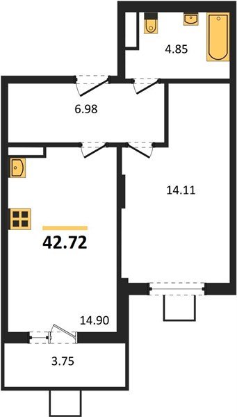Фото №1: 1-комнатная квартира 42 м² - Северская, мкр. ЖК Цветной Бульвар