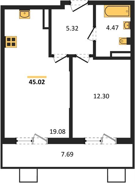 Фото №1: 1-комнатная квартира 45 м² - Северская, мкр. ЖК Цветной Бульвар