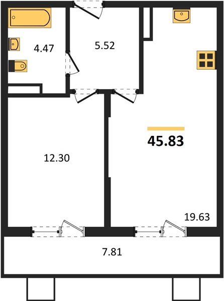 Фото №1: 1-комнатная квартира 45 м² - Северская, мкр. ЖК Цветной Бульвар