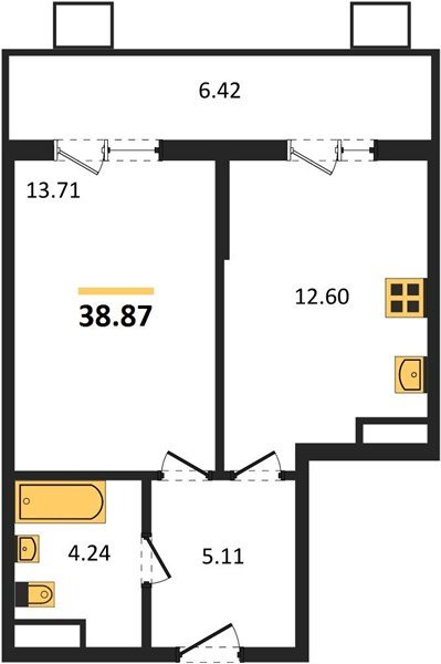 Фото №1: 1-комнатная квартира 38 м² - Северская, мкр. ЖК Цветной Бульвар