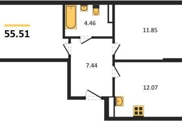 Фото №1: 2-комнатная квартира <span class="whitespace-nowrap">55 м²</span>, <span class="whitespace-nowrap">4/8 эт.</span> - Северская, мкр. ЖК Цветной Бульвар,