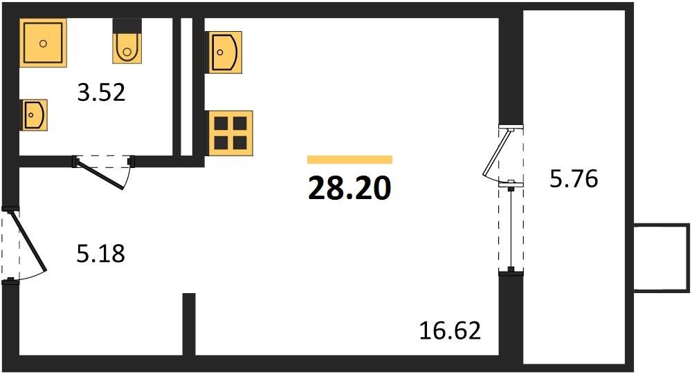 Фото №1: Студия 28 м² - Северская, мкр. ЖК Цветной Бульвар