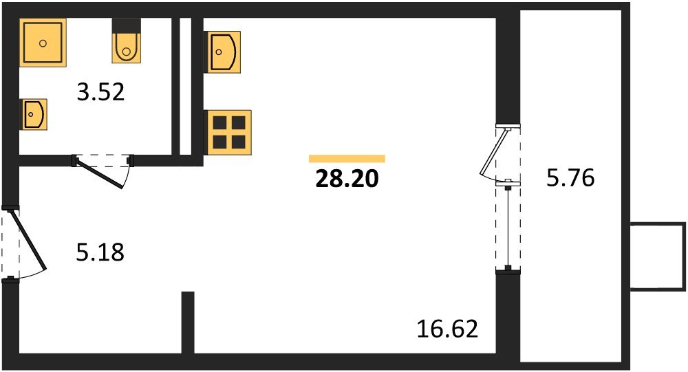 Фото №1: Студия 28 м² - Северская, мкр. ЖК Цветной Бульвар