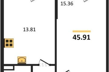 Фото №1: 1-комнатная квартира 45 м² - Северская, мкр. ЖК Цветной Бульвар, 