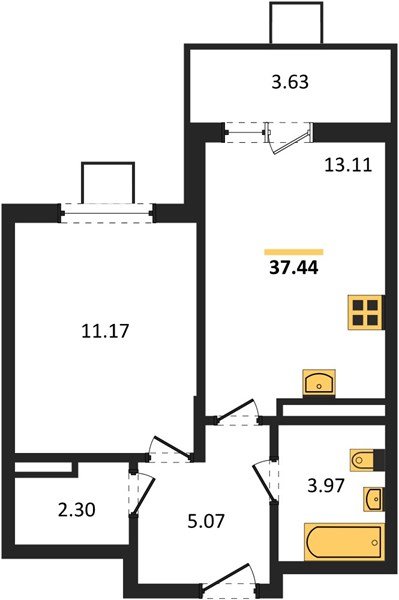 Фото №1: 1-комнатная квартира 37 м² - Северская, ЖК Цветной Бульвар