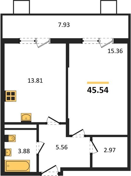 Фото №1: 1-комнатная квартира 45 м² - Северская, ЖК Цветной Бульвар