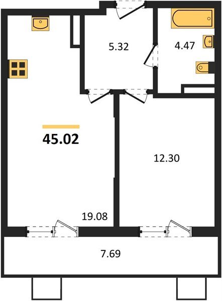 Фото №1: 1-комнатная квартира 45 м² - Северская, ЖК Цветной Бульвар