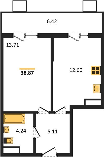 Фото №1: 1-комнатная квартира 38 м² - Северская, мкр. ЖК Цветной Бульвар
