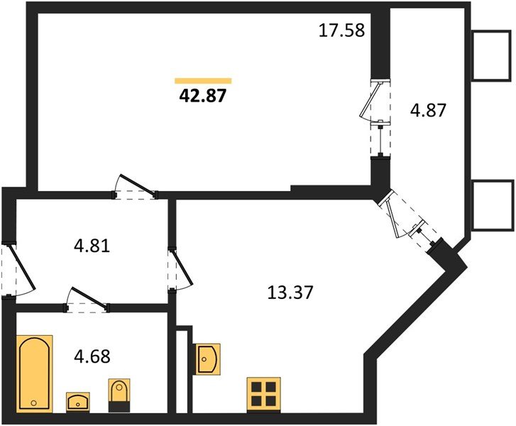 Фото №1: 1-комнатная квартира 42 м² - Северская, ЖК Цветной Бульвар