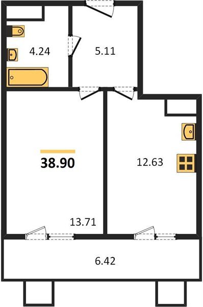 Фото №1: 1-комнатная квартира 38 м² - Северская, ЖК Цветной Бульвар