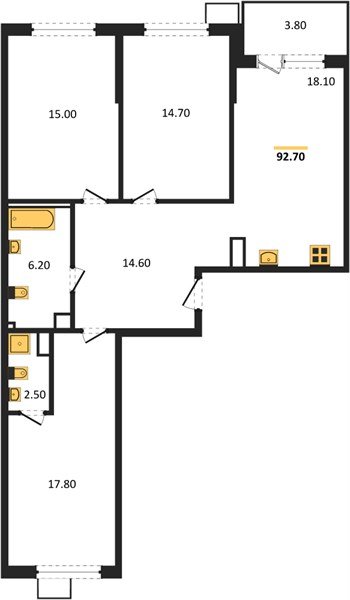 Фото №1: 3-комнатная квартира 92 м² - Краснодар, Парк Победы, мкр. Прикубанский внутригородской округ