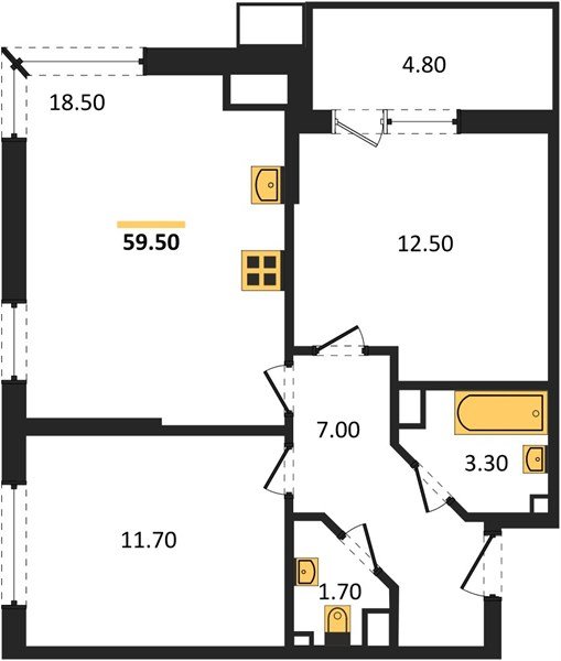 Фото №1: 2-комнатная квартира 59 м² - Краснодар, Прикубанский внутригородской округ, мкр. Парк Победы