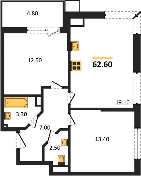 Фото №1: 2-комнатная квартира 62 м² - Краснодар, Прикубанский внутригородской округ, мкр. Парк Победы