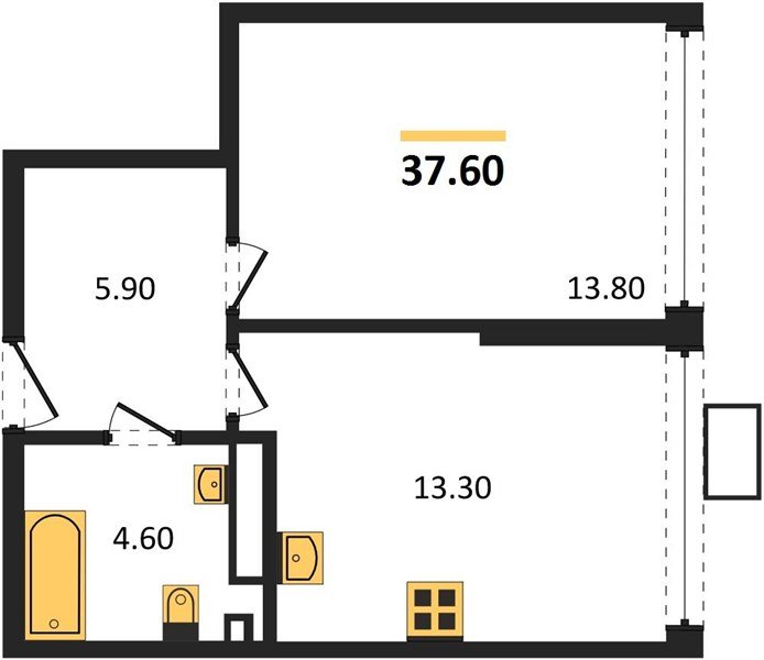 Фото №1: 1-комнатная квартира 37 м² - Краснодар, Прикубанский внутригородской округ, мкр. Парк Победы