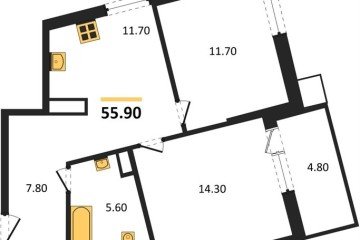 Фото №1: 2-комнатная квартира 55 м² - Краснодар, мкр. Парк Победы, 