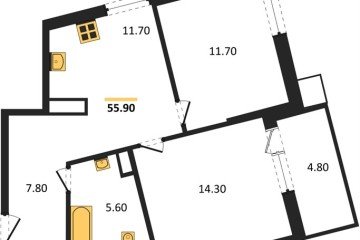 Фото №1: 2-комнатная квартира 55 м² - Краснодар, мкр. Парк Победы, 