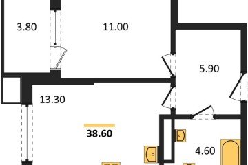 Фото №1: 1-комнатная квартира 38 м² - Краснодар, мкр. Парк Победы, 