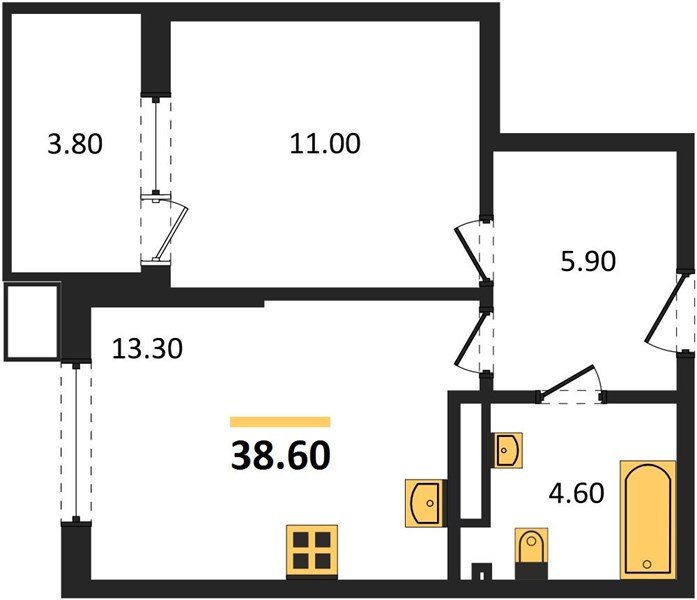 Фото №1: 1-комнатная квартира 38 м² - Краснодар, Прикубанский внутригородской округ, мкр. Парк Победы