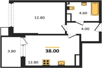 Фото №1: 1-комнатная квартира 38 м² - Краснодар, мкр. Парк Победы, 