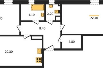 Фото №1: 2-комнатная квартира 72 м² - Краснодар, мкр. Парк Победы, 