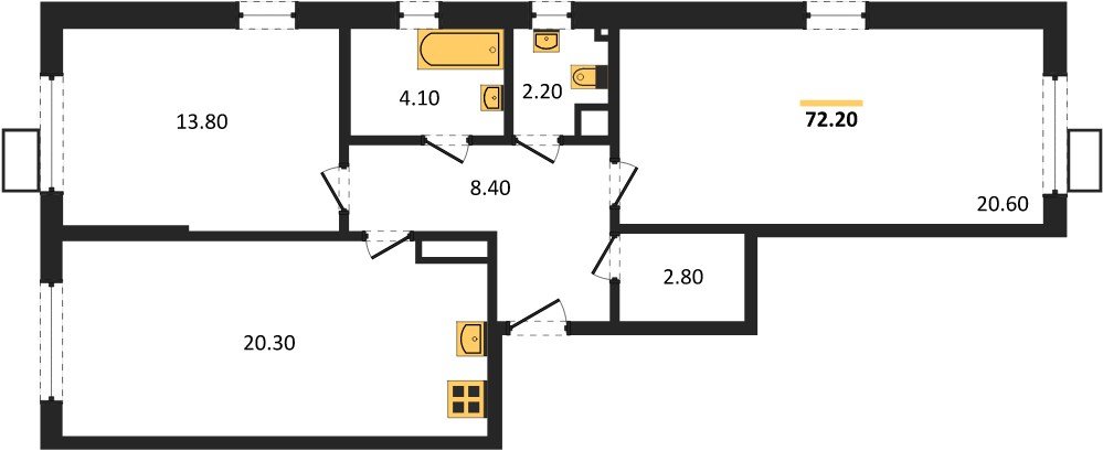Фото №1: 2-комнатная квартира 72 м² - Краснодар, Прикубанский внутригородской округ, мкр. Парк Победы