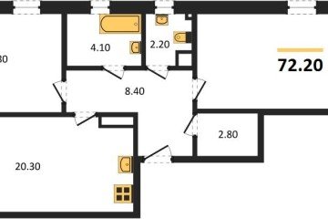 Фото №1: 2-комнатная квартира 72 м² - Краснодар, мкр. Парк Победы, 