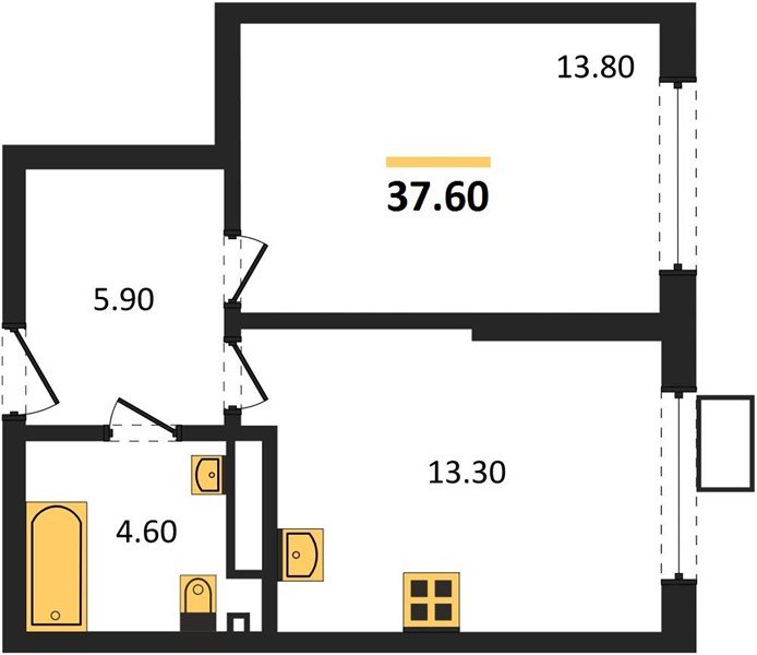 Фото №1: 1-комнатная квартира 37 м² - Краснодар, Прикубанский внутригородской округ, мкр. Парк Победы